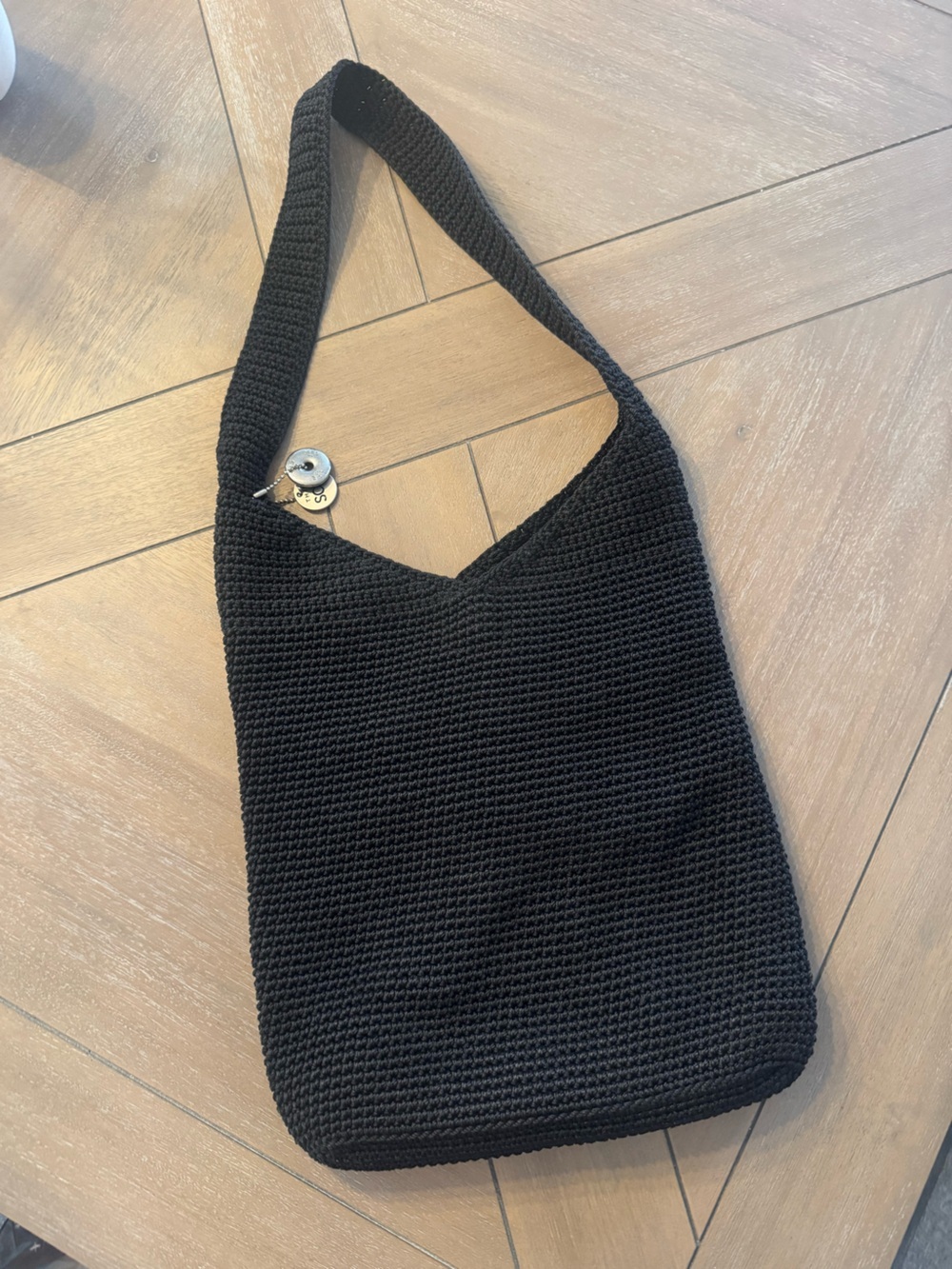 The Sak Black Crochet Shoulder Bag with Front Zipper - Picture 9 of 10